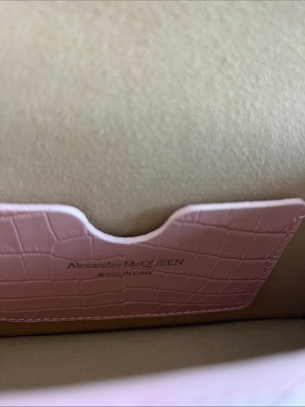Alexander McQueen Pink Croc-Embossed Mini Crossbody with Skull Detail - Picture 3 of 7